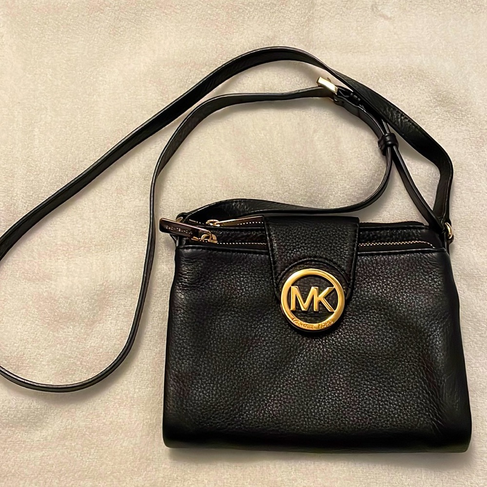 Michael Kors Black Crossbody Bag with Gold Logo